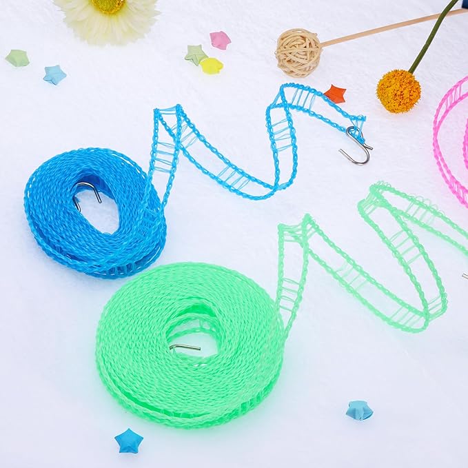 uxcell Portable Clothesline, 16.4ft Nylon Windproof Non-Slip Washing Line Rope for Courtyard Outdoor Travel Camping Laundry Drying, White