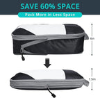 7 Set Compression Packing Cubes for Travel - Compressible, Lightweight, and Space-Saving Packing Cubes, Travel Essentials for Women, Black