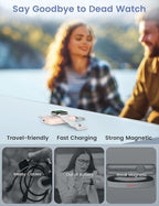 RORRY CharmGo Charger for Apple Watch Series 9, 2500mAh Fast Charging Portable Charger for iWatch, Travel Charger with Built-in USB C Cable for Apple Watch Ultra Series 9 8 7 6 3 Accessories, Pink