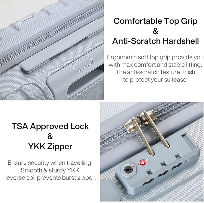 Hanke 14 Inch Underseat Carry On Luggage with Wheels Hard Shell Suitcases Carry On Bag Lightweight Small Mini Suitcase Travel Luggage for Travel（Gray）