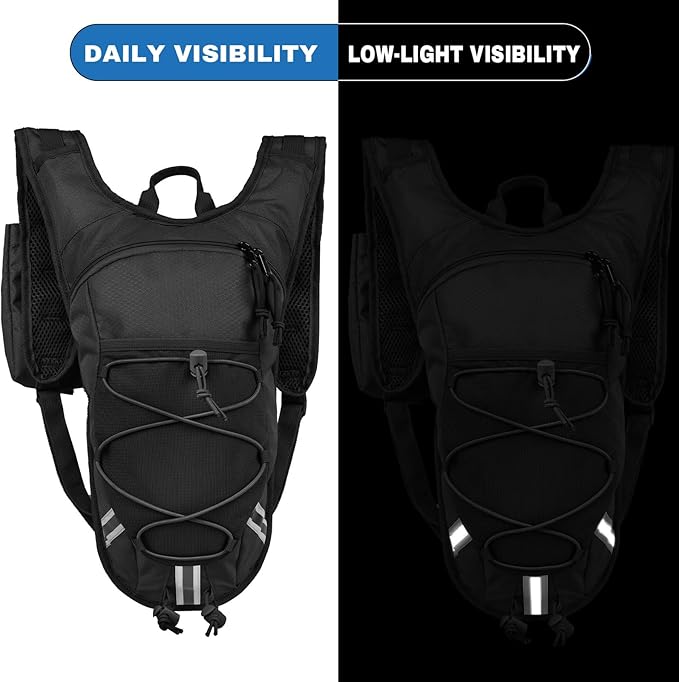 Lightweight Hydration Backpack 2L Water Bladder Pack for Running, Cycling, Hiking – Anti-Theft Water Backpack with Phone Holder, Trekking Pole Holder & Reflective Strips for Men & Women