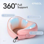 Travel Pillow, 100% Pure Memory Foam Travel Neck Pillow Airplane Neck Support Ergonomic Design for Traveling Suitable for Airplanes,Offices and Cars-Cooling Silk Light Pink