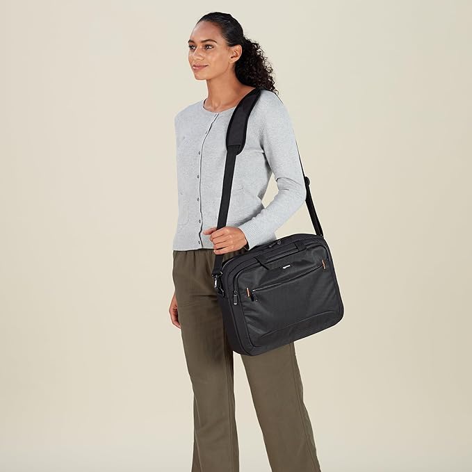 Amazon Basics 17.3-Inch Laptop Shoulder Bag, Fits Dell, HP, ASUS, Lenovo, MacBook Pro and more, Black