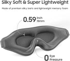 Sleep Mask - Total Blackout 3D Sleeping Mask, Super Lightweight & Silky Soft Eye Mask for Sleeping, Fully Adjustable Fit for Home, Office, Traveling, Meditation, Yoga, Gray