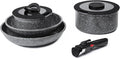 7pcs Pots and Pans Set Non Stick from France, Ceramic Cookware Set with Removable Handle, Induction RV Kitchen Cookware Set, Stackable, PFOA and PFAS Free, Oven Safe, Black Granite