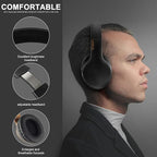 LORELEI X6 Over-Ear Headphones With Microphone, Lightweight Foldable & Portable Stereo Bass With 1.45M No-Tangle Wired for Smartphone Tablet MP3/4 (Black-Gold)
