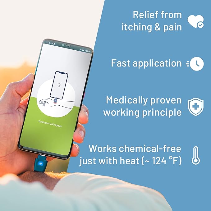 heat it - Smartphone-Powered Insect Bite Healer - Chemical-Free Relief from Itching & Pain just with Concentrated Heat - for iPhone 15/16 & Android (USB-C)