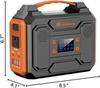 Portable Solar Generator, 300W Portable Power Station with Foldable 60W Solar Panel, 110V Pure Sine Wave 280Wh Lithium Battery Pack with USB DC AC Outlet for Home Use RV Van Outdoor Camping-Orange