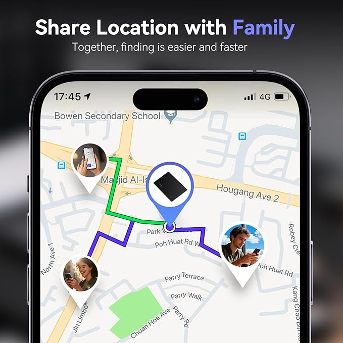 Wallet Tracker Card Air-Tag - Work with Apple Find My (iOS only), 0.07in Slim Tracking Card, IP68 Waterproof Bluetooth Tracker Finder, Apple MFi Certified, Item Locator for Luggage, Passports, Purse