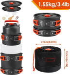 Gutsdoor Camping Cookware Set Camping Gear Campfire Utensils Non-Stick Cooking Equipment Lightweight Stackable Pot Pan Bowls with Storage Bag for Outdoor Hiking