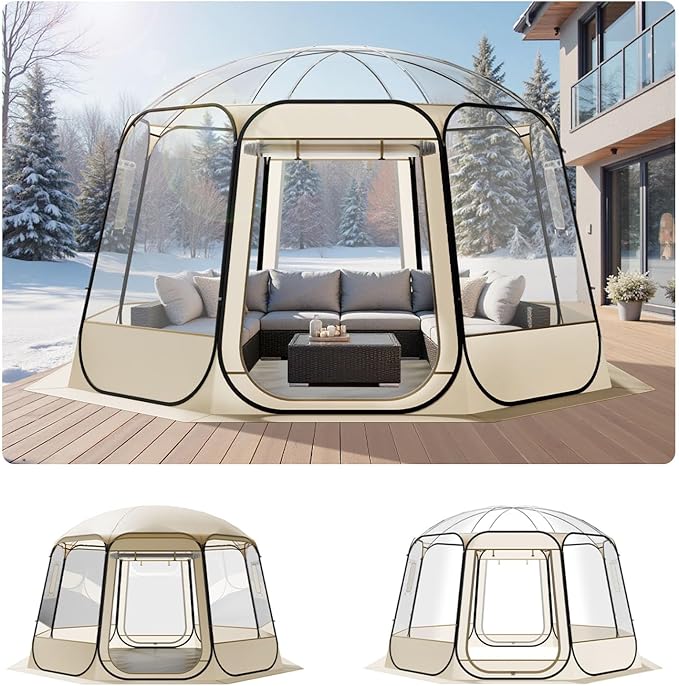 VEVOR Pop up Sports Tent, 8 Sizes Optional Clear Bubble Tent for 1-6 Person, Waterproof Outdoor Pod with Floor Mat & Top Cover, Garden Igloo Dome Tents Camping Shelter for Sports Watching