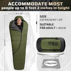 Sleeping Bag for Adults, Warm Weather Camping Mummy Sleeping Bags (25-36℉) with Adjustable Hood, Phone Pocket & Compression Sack for Hiking Travel Hunting