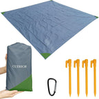 Pocket Beach Blanket Large Foldable Picnic Mat Portable Lightweight Camping Tarp Tent Blankets Washable Rug Quick Dry Compact Beach Mats Hiking Outdoor Essentials (Gray/Green118*110" / 9.19ft×9.84ft)