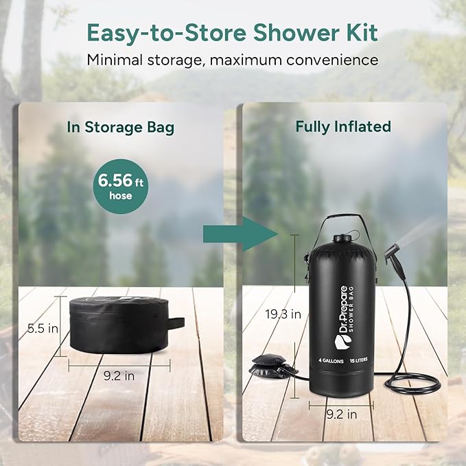 DR.PREPARE Portable Shower for Camping, 4/5 Gallons Camping Shower Bag, Portable Outdoor Shower with Pump for Hiking, Climbing, Pet Cleaning, Car Washing, Beach & Emergency