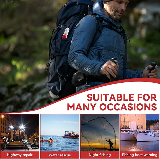 2PCS Boat Flares, Flares For Boating Coast Guard Approved, Waterproof Emergency For Boating Safety Kit, Fishing Nets, Buoys(Red)