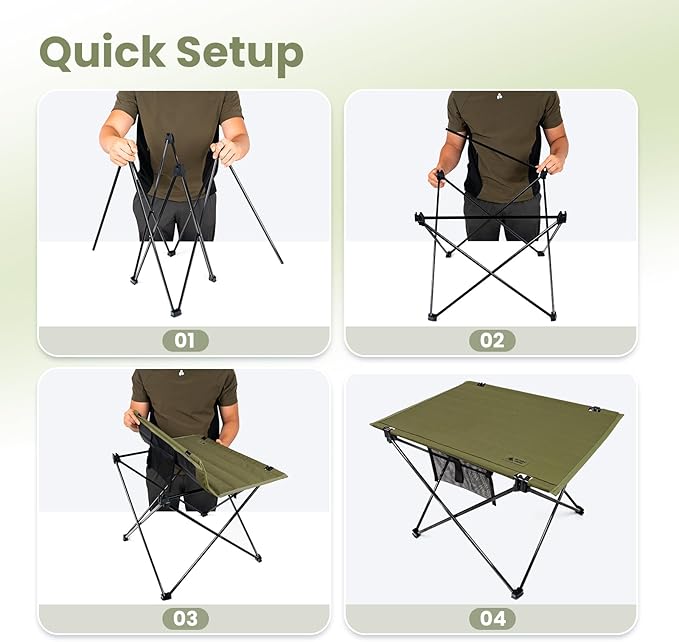 ONETIGRIS CAMPMATE Camping Table Foldable, Lightweight Portable Table Sturdy & Quick Setup, Holds Up to 66 lbs, Perfect for Camping, Hiking, Backpacking, Picnic, Beach, Travel