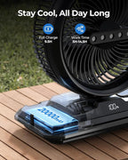 Koonie 10 Inch Camping Misting Fan 11L Tank, 20000mAh Cooling Battery Floor Fan with Remote, 4 Timers, 4 Speeds, 3 Mist Modes, 45°/90° Oscillation, 10° Tilt, Portable for Outdoors Patios, Travel