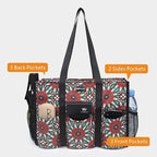 TOPDesign Utility Water Resistant Tote Bag with 13 Pockets, Top Zipper Closure & Thick Bottom Support, for Working Women
