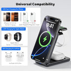Acer 3 in 1 Charging Station for iPhone, Wireless Charger Stand,15W Fast MagSafe Charger for iPhone 17 16 15 14 13 12 Series-Apple Watch 10 9 8 7 6 5 4 3 2 SE and Ultra Series-Airpods 4 3 2 Pro Series