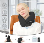 2in1 Ergonomic Memory Foam Travel Neck Pillow – 2025 Upgrade Travel Pillow for All Sleep Positions on Flights, Road Trips, and Long Distance Travel with Drawstring Bag (Adjustable - Black)