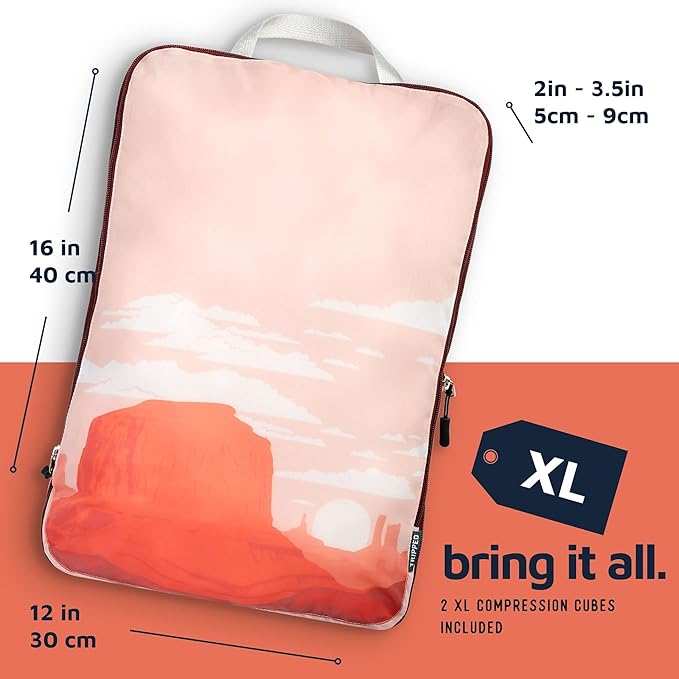 Large Compression Packing Cubes for Travel-Packing Cube Luggage Organizers 7 Piece Set for Checked Luggage-Ultralight, Expandable/Compression Bags by TRIPPED Travel Gear (Landscape)