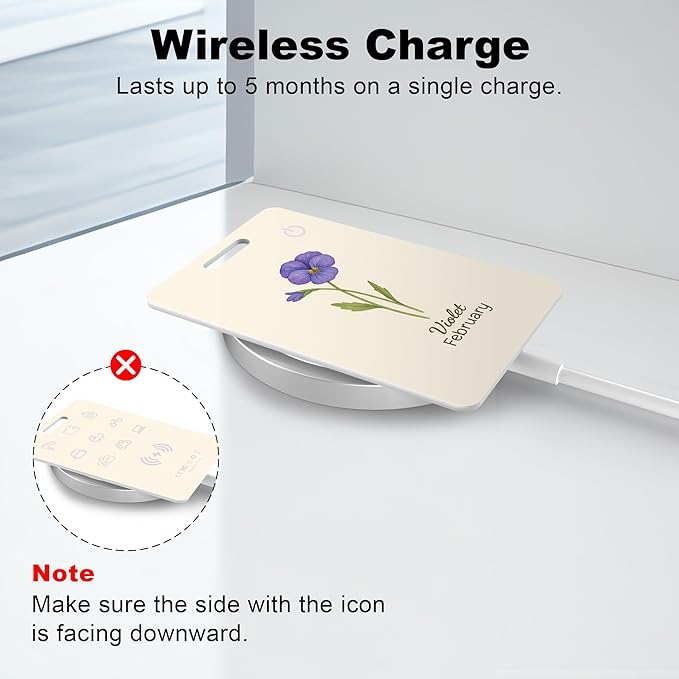 Wallet Tracker Card (iOS Only), Rechargeable Bluetooth Smart Tracking for Apple Find My Compatible Anti Tracker for Men Women Slim Item Locator for Purse Passport Key Luggage Tag (1Pcs/FEB FLR)