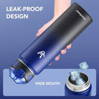 Enerbone 32 oz Insulated Water Bottle, Stainless Steel Bottle with Carrying Strap, Double-Wall Vacuum Insulation Design, Leakproof Sports Bottle with Straw, Keep Drinks Cold or Hot for Hours