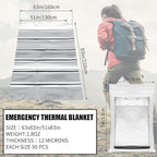 100 Pack 2 Size Silver Mylar Thermal Survival Blankets for Outdoors Camping Hiking First Aid Adult Kid