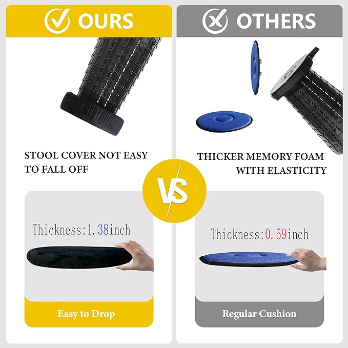 ALEVMOOM Upgraded 19.7" Collapsible Stool with Thickened Cushion, Telescoping Stool Foldable for Adults, 1000lbs Max Weight, Heavy Duty Portable Chair for Outdoor Travel&Camping