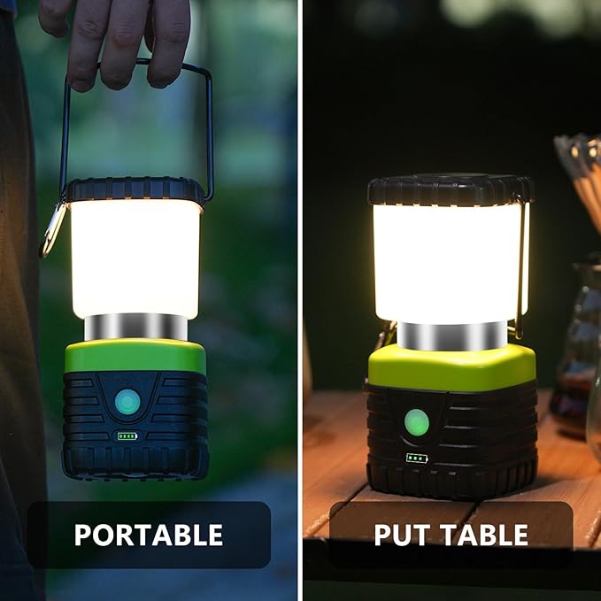 3PCS 3200K Warm Light LED Camping Lantern Rechargeable 1000LM, 4500mAh Power Bank, Flashlight for Hurricane Emergency, Hiking, IP44 Waterproof Lantern(Black)