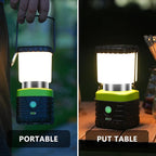 2PCS 3200K Warm Light LED Camping Lantern Rechargeable 1000LM, 4500mAh Power Bank, Flashlight for Hurricane Emergency, Hiking, IP44 Waterproof Lantern(Green)