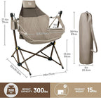 TIMBER RIDGE Hammock Camping Chair with Adjustable Backrest, Heavy Duty Folding Hammock Chair Supports 300lbs, Portable Hammock Chair for Camping, Travelling and Patio, Tan 2 Pack