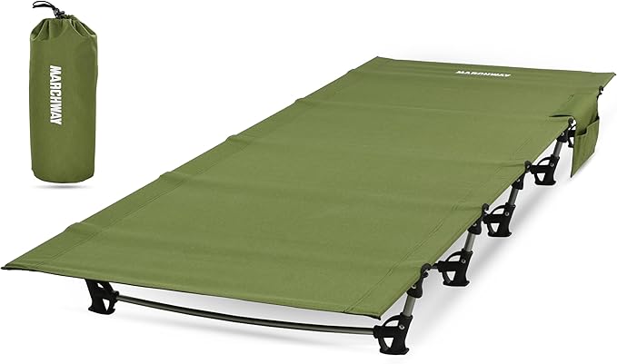 MARCHWAY Ultralight Folding Tent Camping Cot Bed, Portable Compact for Outdoor Travel, Base Camp, Hiking, Mountaineering, Lightweight Backpacking (Army Green)