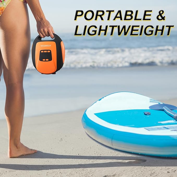Paddle Board Pump Electric Portable, SUP Pump for Paddleboard, 20PSI Air Compressor with Auto-Off, Deflation Function and 12V DC Car Connector for Inflatables, Kayaks and Boats
