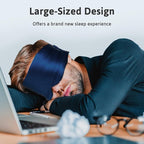 Silk Sleep Mask for Women Men Satin, ATreebag Eye Sleeping Mask & Blindfold with Adjustable Velcro Strap, Large Size, 1 PC Navy Blue