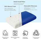 Camping Pillow Memory Foam, Easy to Fold, Camping Essentials, Small Travel Pillows with Portable Bag, Hiking Pillow for Backpacking, Anti-Pilling Pillow Cover (Blue)