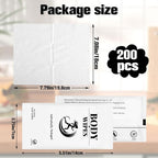 200 Pcs Body Wipes Individually Wrapped Bulk,Body Wipes for Women and Men,Shower Wipe for Adults Bathing No Rinse, Personal Cleansing Wipe for Travel Gym Camping Outdoors Sports