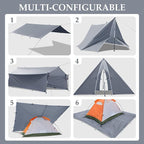 Camping Tarp Tent Portable Multifunctional Bushcraft Backpacking Tear-Resistant Fabric Rain Fly Tarps Awning Shelter Lightweight Waterproof Tarp(10×10 tarp)