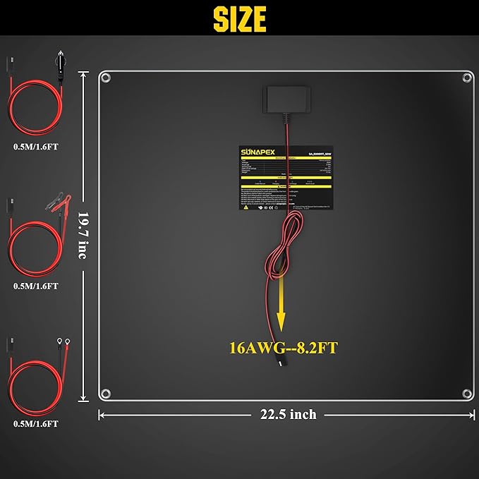 SUNAPEX 50W Flexible Solar Panel with MPPT Charge Controller, Solar Battery Charger Maintainer, 12V Waterproof Solar Trickle Charger for Car, Motorcycle, Boat, Marine, RV, Trailer, Tractor,Truck, etc