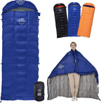 -10°F 0°F 10°F 15°F Down Sleeping Bag for Adults,800/650 Fill Power,Ultralight Wearable 4 Season Cold Weather Rectangle Sleeping Bag for Camping Hiking,Can be Used as a Down Blanket or Cloak