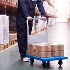 Heavy Duty Flatbed Hand Cart - Foldable Metal Handle Mute Wheels Ideal for Baggage Books Moving - High Capacity Transport Trolley (350 lbs)