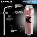Cannon Sports 28oz Insulated Squeeze Water Bottle with Straw, Leak Proof Lids, 2 lids (Straw and Squeeze), Double Wall Insulation, Wide Mouth, BPA-Free (2 Pack) (Orange)