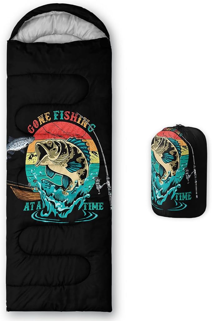 Sleeping Bags for Adults and Kids，3D Printing Camping Sleeping Bag for Girls Boys Lightweight Waterproof Cold/Warm 3-Season，Outdoor Travel with Compression Bags