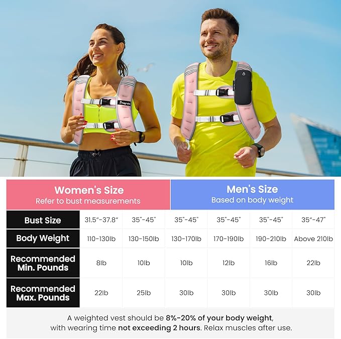 Fragraim Weighted Vest for Women Men - 8lb/10lb/12lb/16lb/22lb/25lb/30lb Weight Vest with Reflective Stripe, Detachable Phone Pouch, Ideal for Walking, Strength Training, Running, Workout, Cardio