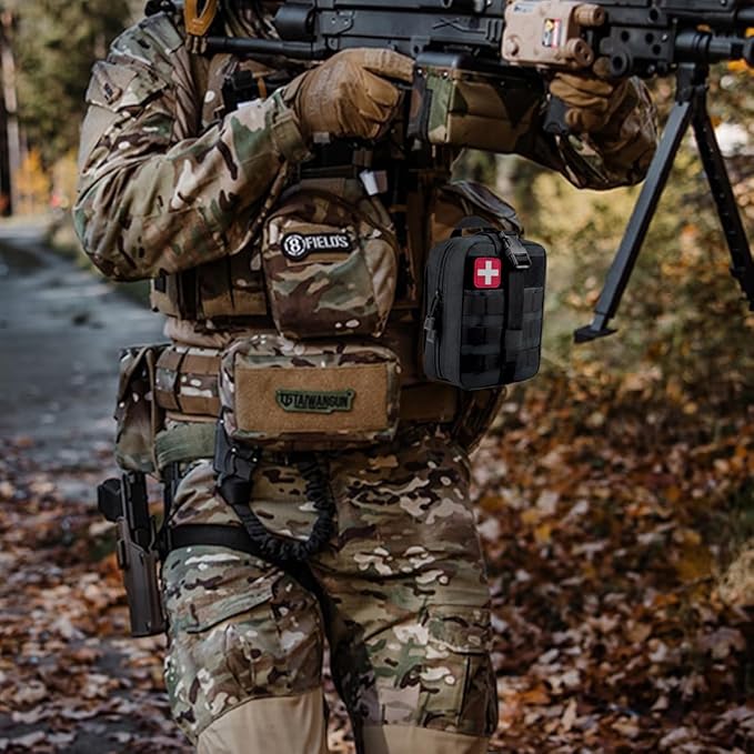 IFAK Kit Trauma Kit Military Medical First Aid Kits Bleeding Contral Emergency Survival Bug Out Bag for Camping Gear Supplies Hiking (Black)