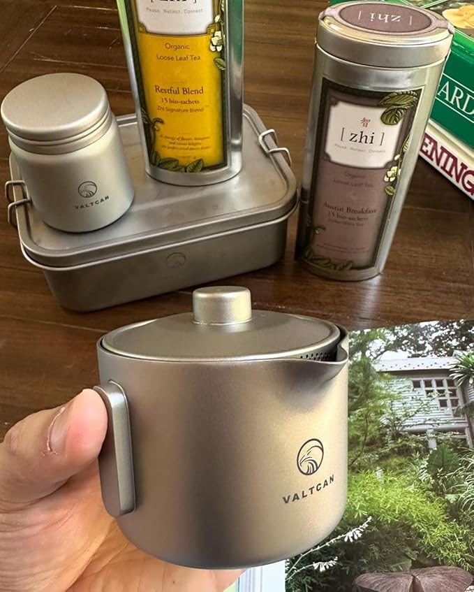 Valtcan Titanium 180ml 6oz Teapot Gaiwan Tea Maker Pour Single Double Wall Cup Pot Teaware Weighs 98g