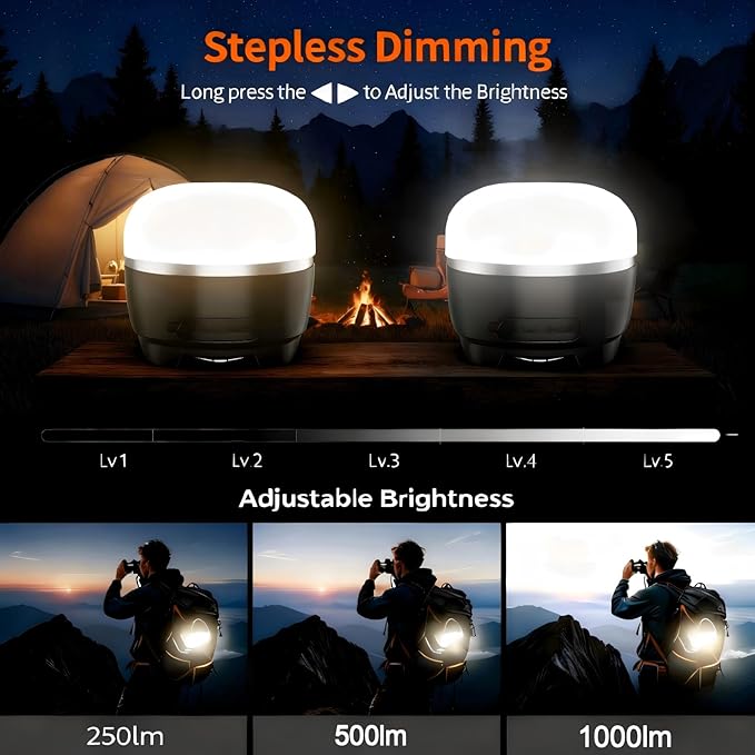 1000LM Camping Lantern Rechargeable, 11 Light Modes with RGB Color Changing Camping Lights, Portable Tent Light with Magnetic Base, Waterproof Emergency Hanging Light for Hurricane, Home, Camping