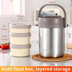 Adults Lunch Vacuum Soup Thermo For Hot Food with Inserts Stackable Bento Box Storage Container,Width Mouth Stainless Steel Portable Insulated Food Jar (silvery, 74 oz)