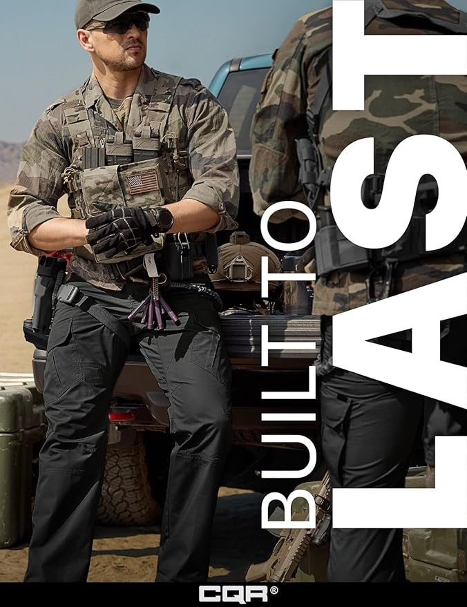 CQR Men's Tactical Pants, Water Resistant Ripstop Cargo Pants, Lightweight EDC Work Hiking Pants, Outdoor Apparel
