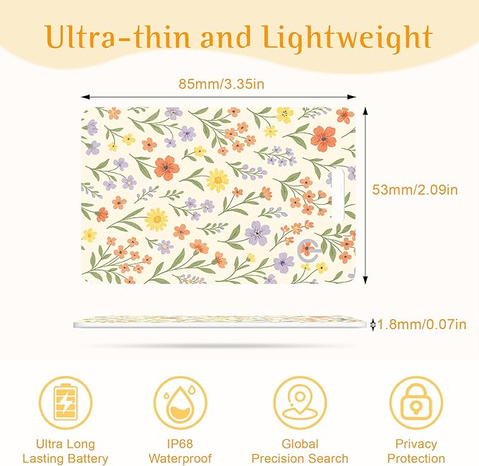 Wallet Tracker Card (iOS Only), Rechargeable Bluetooth Smart Tracking for Apple Find My Compatible Anti Tracker for Men Women Slim Item Locator for Purse Passport Key Luggage Tag (1Pcs/White FLR)